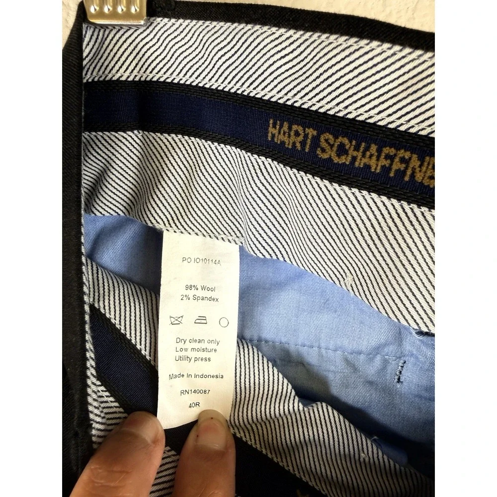 Hart Schaffner Marx Mens Black Straight‎ Leg Wool Blend Trouser Dress Pants 40R